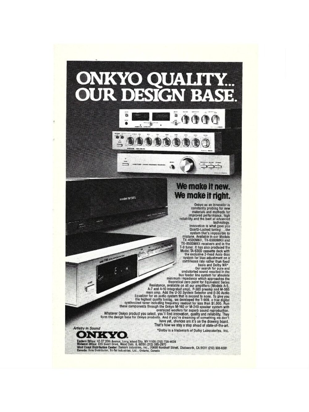 Print Ad Onkyo Vintage Audio Equipment Advertisement 1970s Sound Systems Vintage